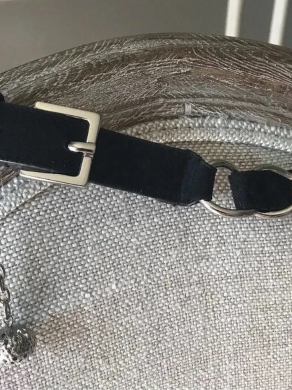 Black Chain-Link Waist Belt with Silver Hardware